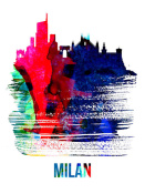 NAXART Studio - Milan Skyline Brush Stroke Watercolor