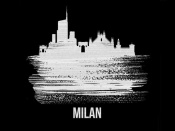 NAXART Studio - Milan Skyline Brush Stroke White