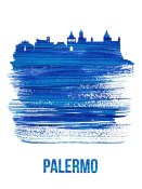 NAXART Studio - Palermo Skyline Brush Stroke Blue