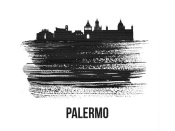 NAXART Studio - Palermo Skyline Brush Stroke Black II