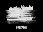 NAXART Studio - Palermo Skyline Brush Stroke White