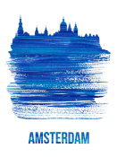 NAXART Studio - Amsterdam Skyline Brush Stroke Blue