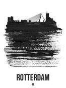 NAXART Studio - Rotterdam Skyline Brush Stroke Black