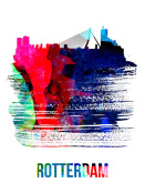 NAXART Studio - Rotterdam Skyline Brush Stroke Watercolor