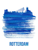 NAXART Studio - Rotterdam Skyline Brush Stroke Blue