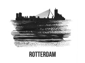 NAXART Studio - Rotterdam Skyline Brush Stroke Black II