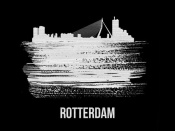 NAXART Studio - Rotterdam Skyline Brush Stroke White