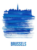 NAXART Studio - Brussels Skyline Brush Stroke Blue