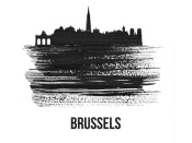 NAXART Studio - Brussels Skyline Brush Stroke Black II