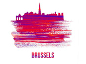 NAXART Studio - Brussels Skyline Brush Stroke Red