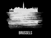 NAXART Studio - Brussels Skyline Brush Stroke White