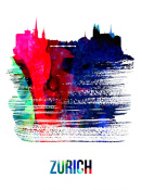 NAXART Studio - Zurich Skyline Brush Stroke Watercolor