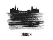 NAXART Studio - Zurich Skyline Brush Stroke Black II