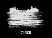 NAXART Studio - Zurich Skyline Brush Stroke White