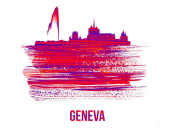 NAXART Studio - Geneva Skyline Brush Stroke Red