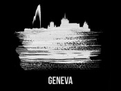 NAXART Studio - Geneva Skyline Brush Stroke White