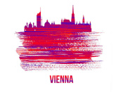 NAXART Studio - Vienna Skyline Brush Stroke Red