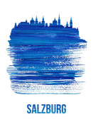 NAXART Studio - Salzburg Skyline Brush Stroke Blue