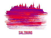 NAXART Studio - Salzburg Skyline Brush Stroke Red