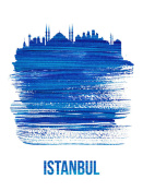 NAXART Studio - Istanbul Skyline Brush Stroke Blue