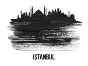 NAXART Studio - Istanbul Skyline Brush Stroke Black II