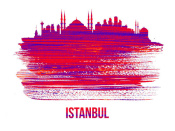 NAXART Studio - Istanbul Skyline Brush Stroke Red