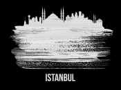 NAXART Studio - Istanbul Skyline Brush Stroke White