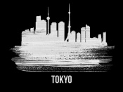 NAXART Studio - Tokyo Skyline Brush Stroke White